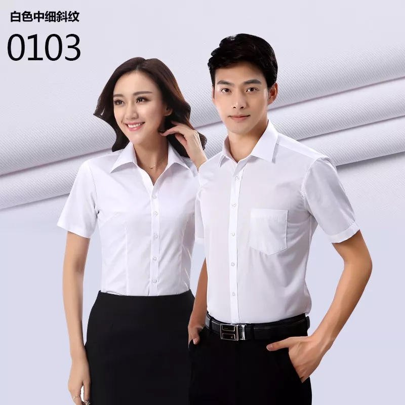 白(bái)色中細斜紋襯衫